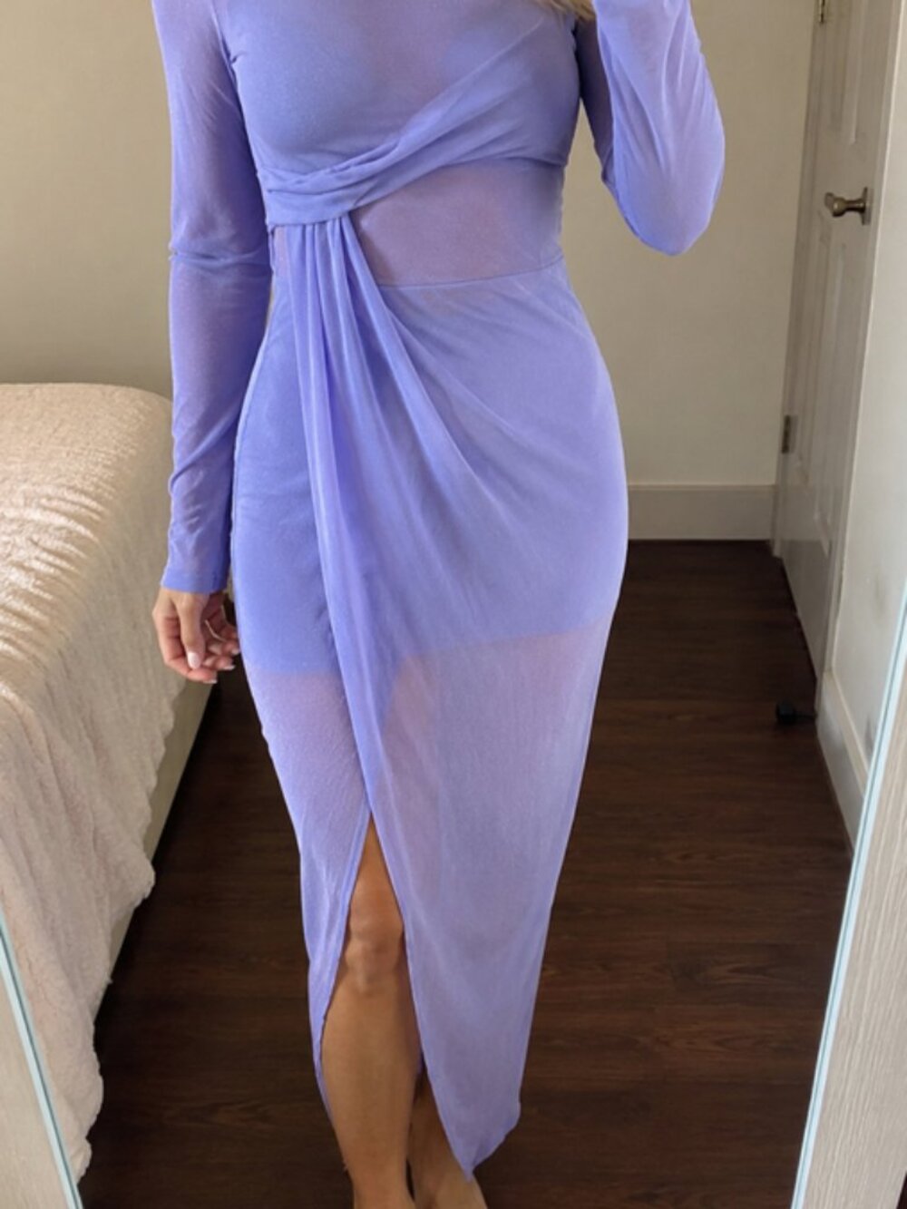 Purple sheer long dress Shein size S